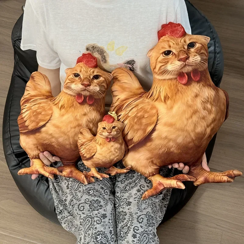 Super Abstract Animal Pillow Funny Cat Head Chicken Body Plush Pillow Weird Meme Stuffed Cushion Weirdcore Animal Doll For Gift