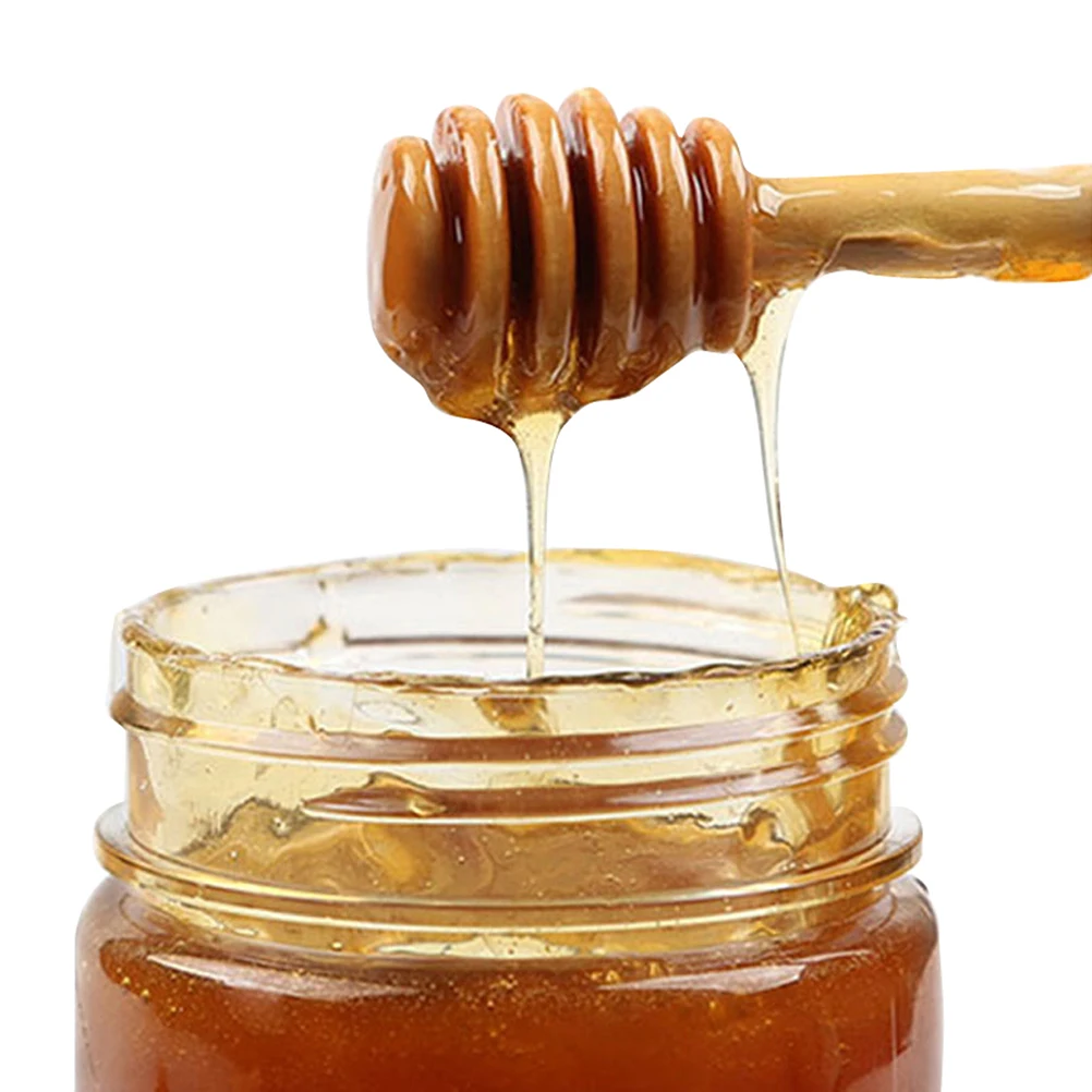 

10pcs Honey Stir Bar Mixing Handle Jar Spoon Practical Wood Dipper Honey Long Stick Supplies Honey Kitchen Tools