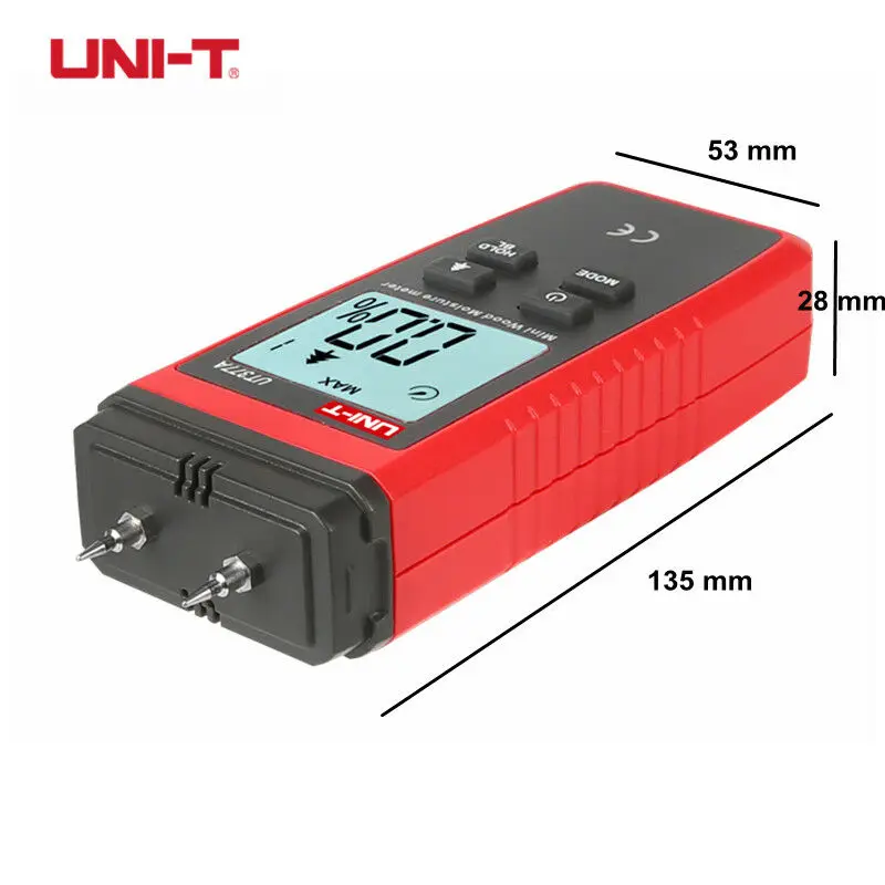 UNI-T UT377A Wood Moisture Meter Digital Hygrometer Humidity Tester for Paper Plywood Wood Data Hold LCD Backlight