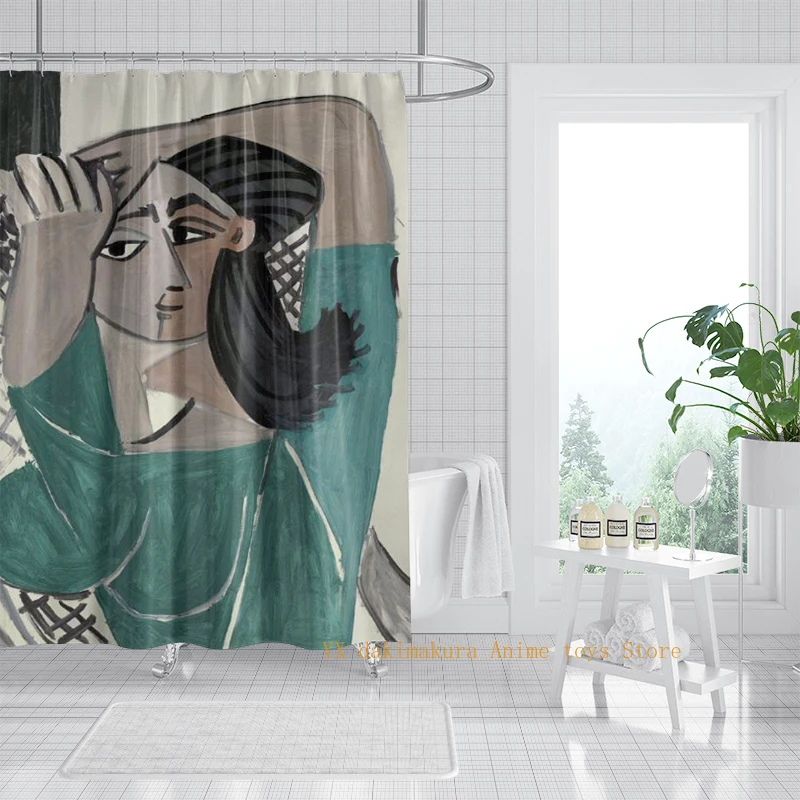 

Long-lasting high quality waterproof fabric shower curtain with abstract anime character patterns, easy to clean and durable