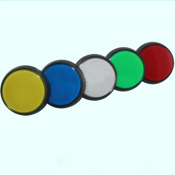1Pc Grande Tappo Rosso Gioco Arcade AC 250V 15A 50mm Diametro Rosso Giallo Blu Verde Bianco Micro Interruttore Pulsante Circolare MAX.D 60mm Lampada
