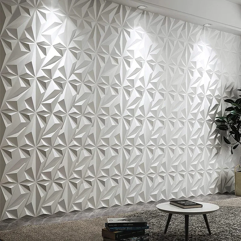 Pack 4 piece /50 cm 3D wall decor Wood grain slatted wall panel 3D groove texture panel tile living room wall sticker waterproof
