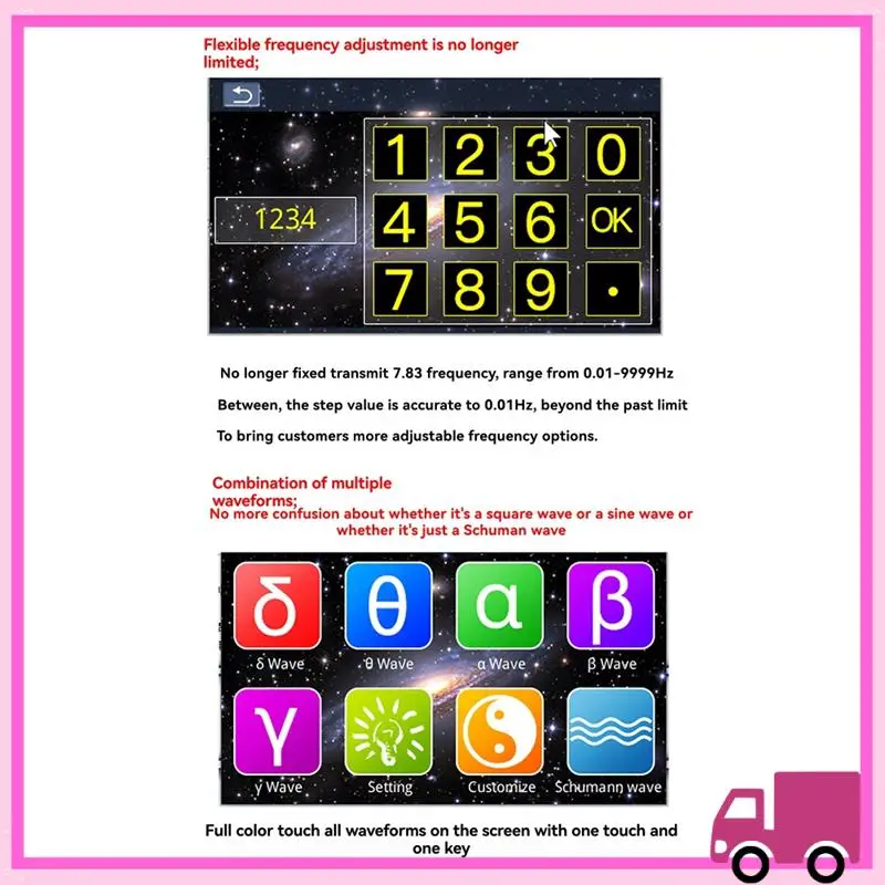 

Compact New Schumann Waves Generator Multiple Signal Generator Tester Frequency 0.01Hz~99999Hz Adjustable Audio Resonator USB EU