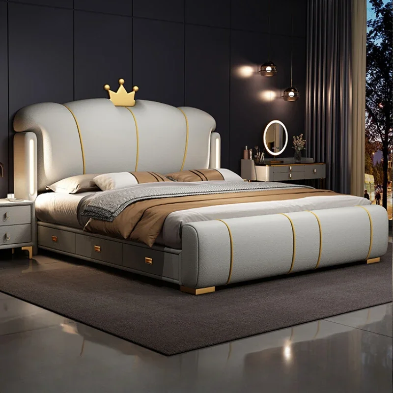 Szuflady Glamorous Podwójne Łóżko King Size Storage Sleeping Estetyczna Rama Łóżka Podwójnego Luksusowa Platforma Cama De Casal Furniture