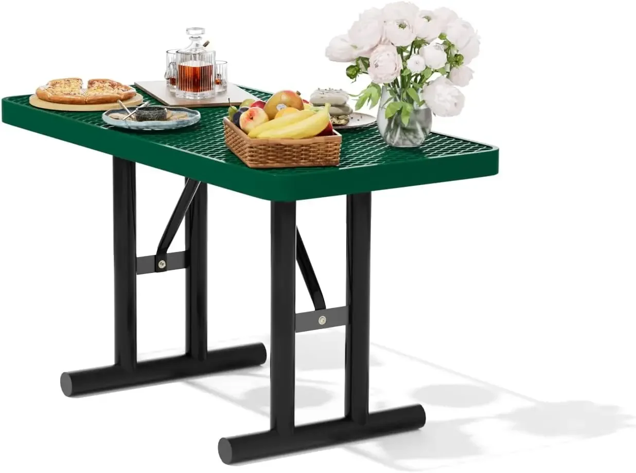 4FT Metal Picnic Tables for Outdoors, Commercial Rectangular Picnic Table for Outside, Park, Campfield, Patio, Garden, Yard, The