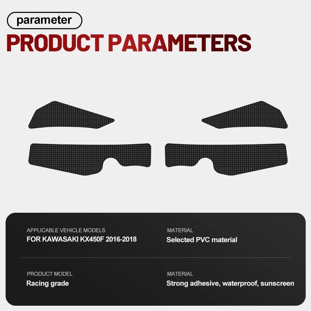 Fit For Kawasaki KX450F 2016-2018 Silicone Anti-Slip Tank Traction Pad Side Grip Sticker Set