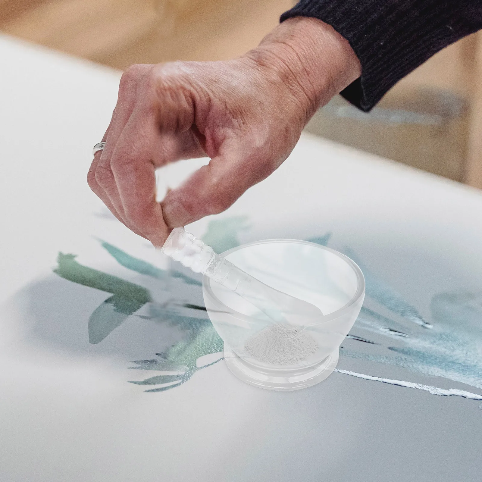 

1Set Pigment Grinder Glass Grinding Pestle Manual Artist Paint Pestle Bowl Set Kit Art Pigment Grinding Tool