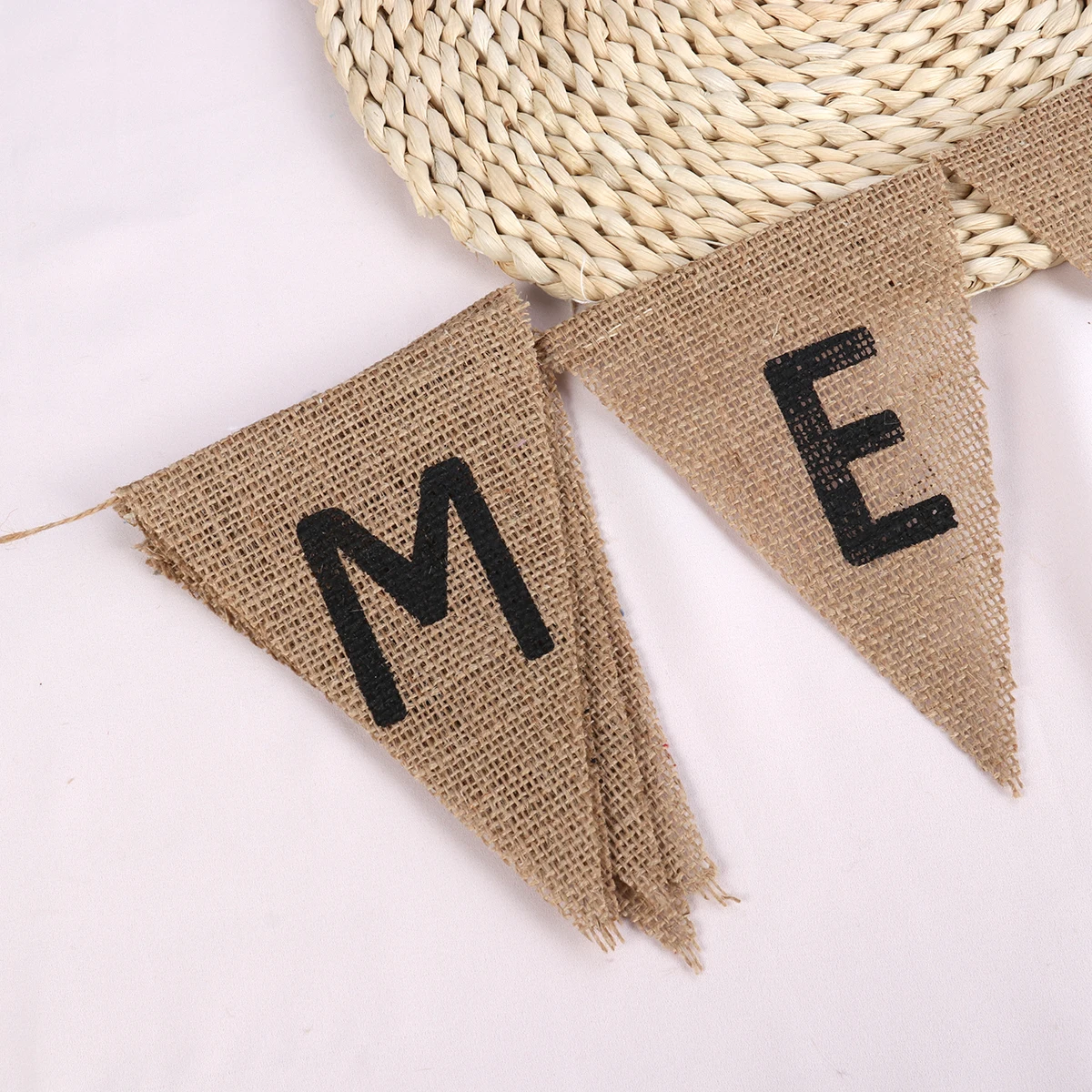 

Wedding Bunting Photo Prop Flag Birthday Party Banner Swallowtail Linen Triangle