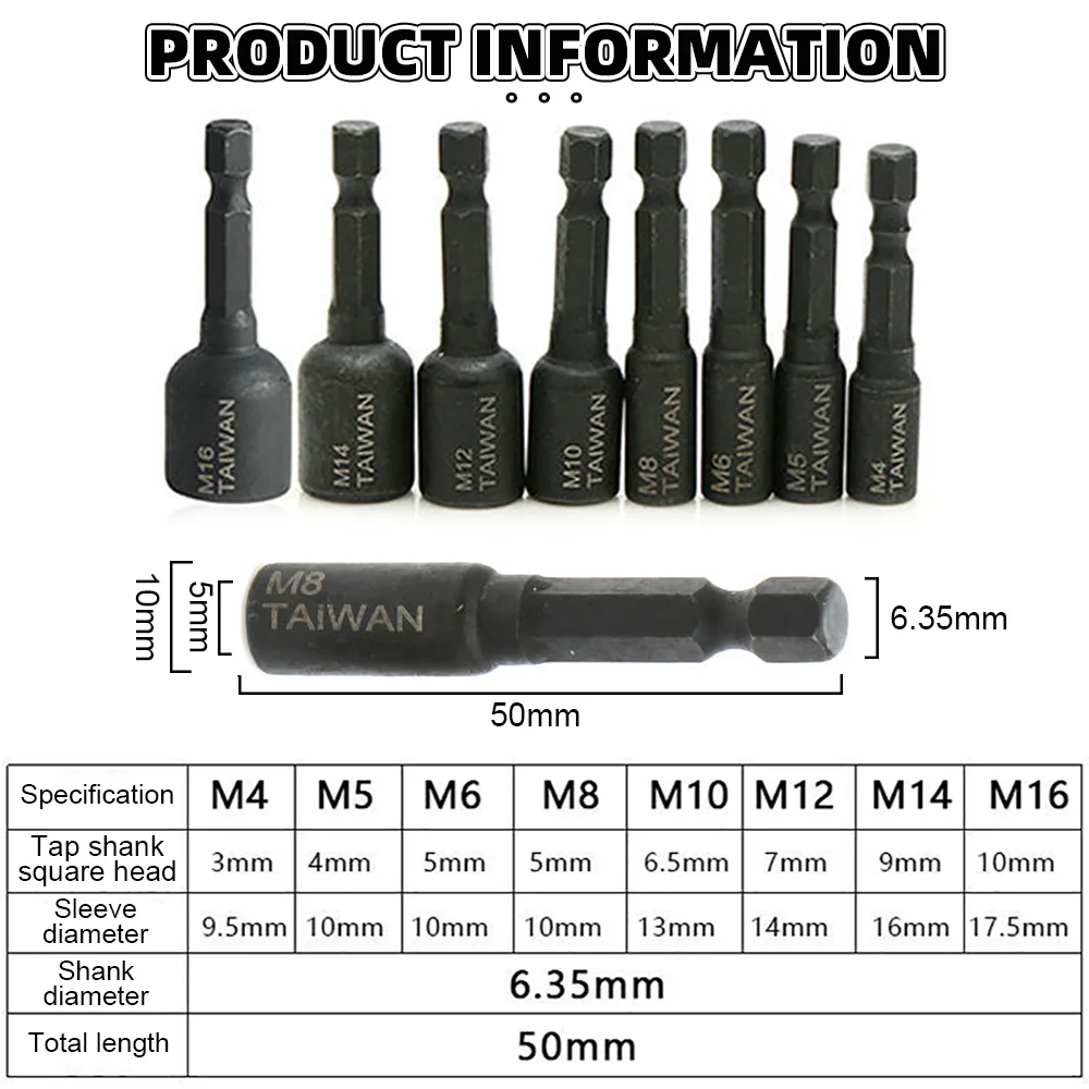 M4-M16 Screw Tap Mold Socket Adapter 1/4\'\' Hex Shank Metric Screwdriver Thread Tap Adapter for Electric Drill Tool Screw Tool