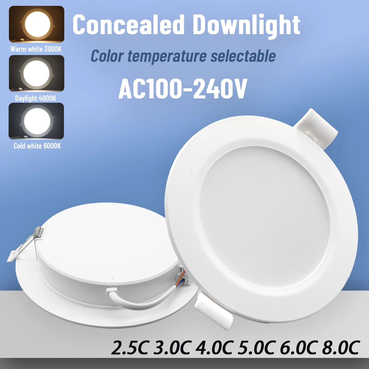 

4pcs LED Downlight AC100-240V 3000K 4000K 6000K Ceiling Light 6W 10W 14W 17W 20W 24W Recessed Round Panel Light Indoor Lighting