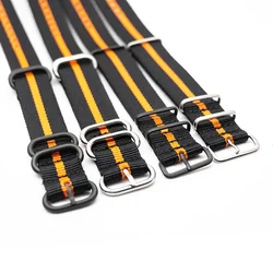 Nylon Strap Premium Ballistic Style Straps Black-Orange Striped Watch Band 18MM 20MM 22MM 24MM Replacement Wristband