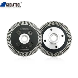 SHDIATOOL 2 pcs 75mm Hot Pressed Mini Mesh Turbo Rim Diamond Engraving Saw Blades With Removable M14 Flange Cutting Discs