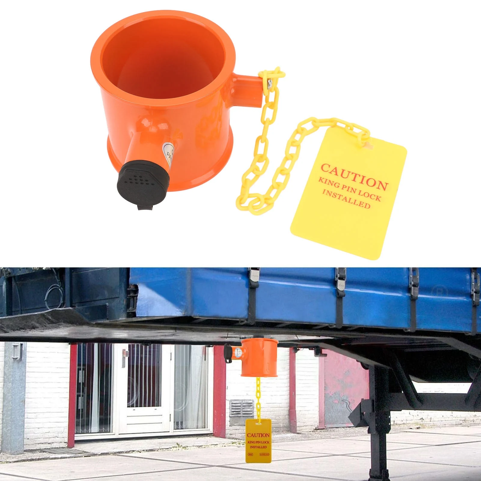 

Trailer 5th Wheel Pin Lock Easy To Use High Visibility Trailer Anti Theft 5th Wheel Pin Lock Sturdy 74mm Warning for Boat