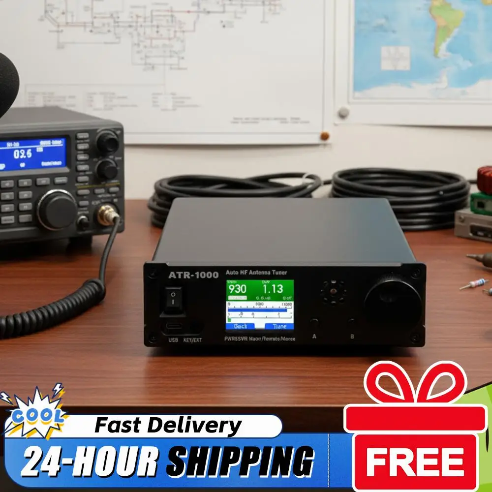 AMNVOLT ATR1000 1000W Sintonizador de antena automático 1.8-30MHz HF Sintonizador de rádio de ondas curtas com controle remoto WiFi para YAESU ICOM