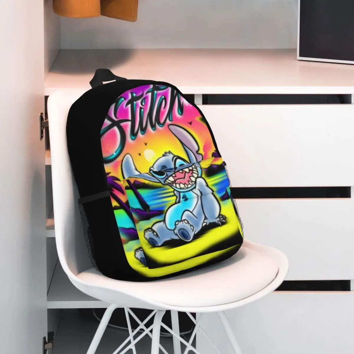 Mochila compacta Disney Stitch de 15 polegadas – Bolsa leve e elegante, perfeita para estudantes e viajantes