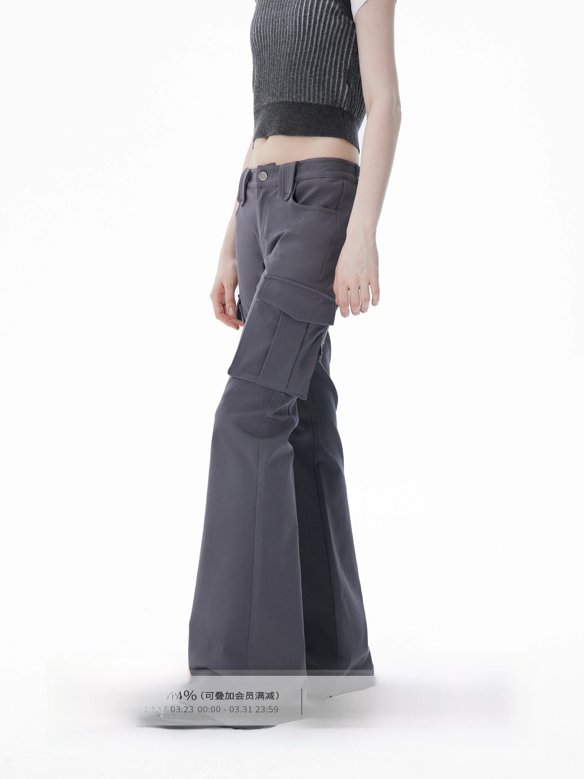 

Оригинальные ретро-брюки с низкой талией и расклешенными штанинами для женщин, с боковыми карманами, повседневные, из смесового хлопка, с эластичным поясом