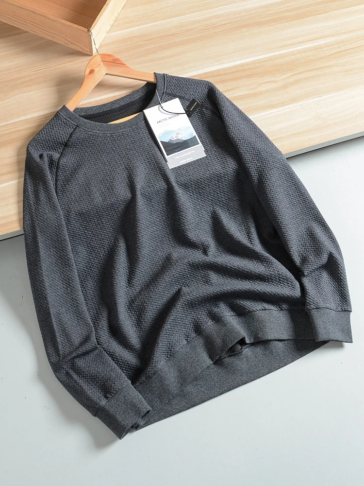 Men's round Neck Hoodie Sweatshirt Quick Dry Breathable Thermal Outdoor Middle Layer Honeycomb Texture Substitute Model