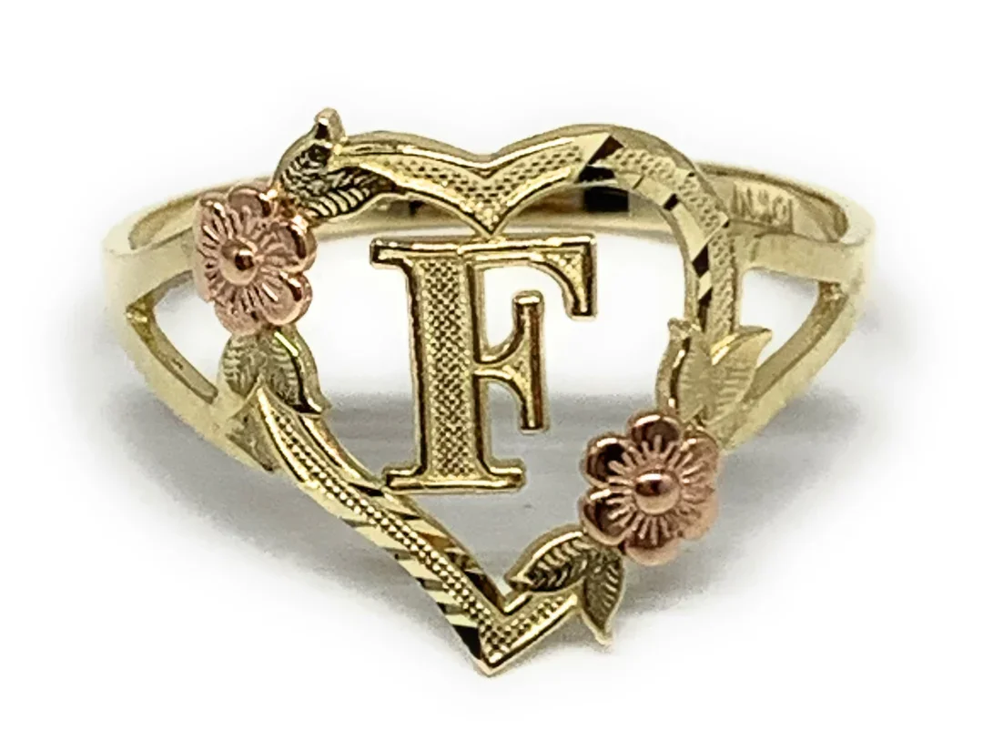 

Customized Letter Ring High Quality Stainless Steel Heart-shaped Jewelry Flower Decoration 18K Gold-plated Nameplate Christmas