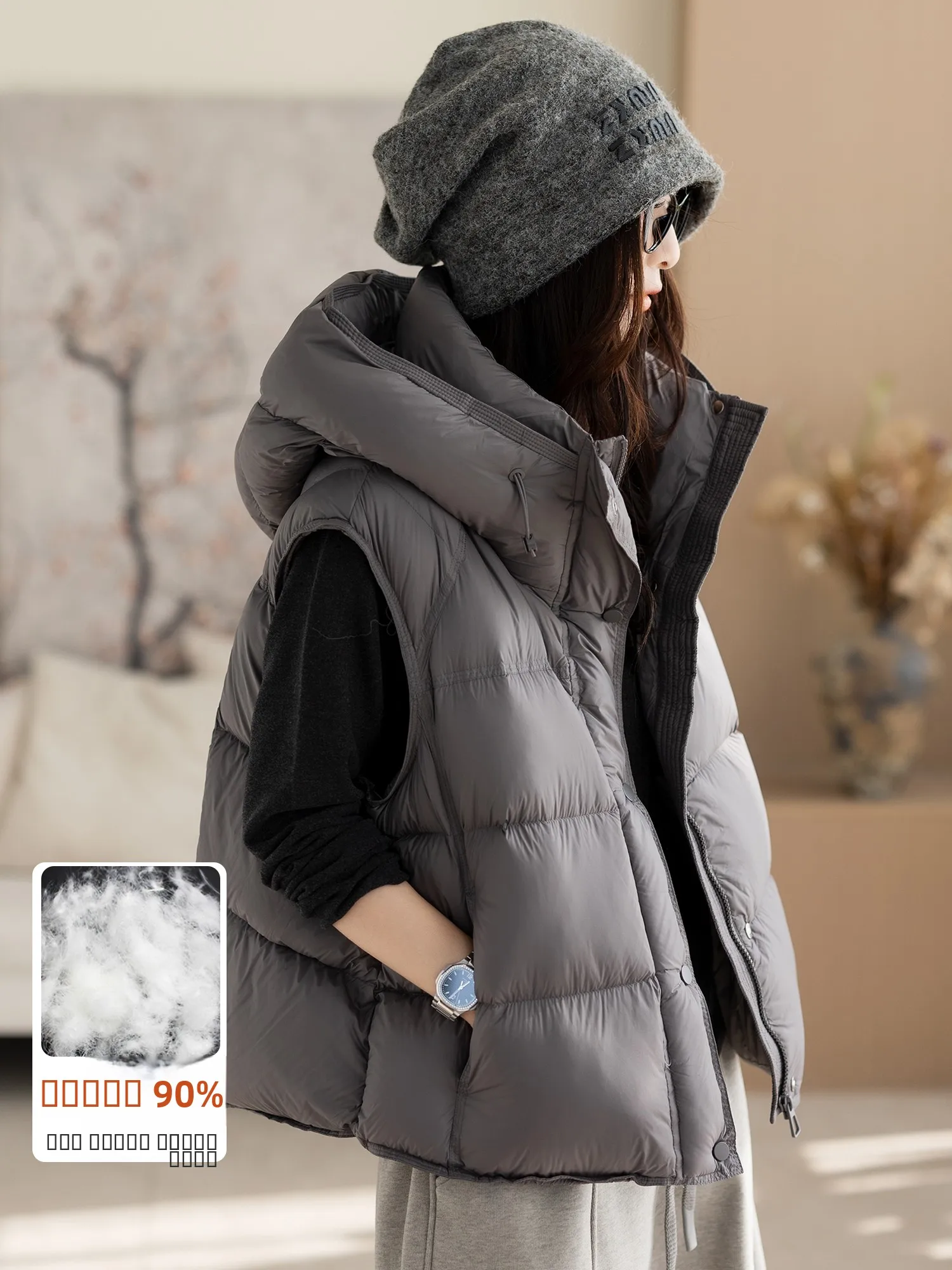 

Повседневный женский пуховый жилет однотонного цвета, теплый, модный, верхняя одежда для осени и зимы, новинка, пуховая куртка