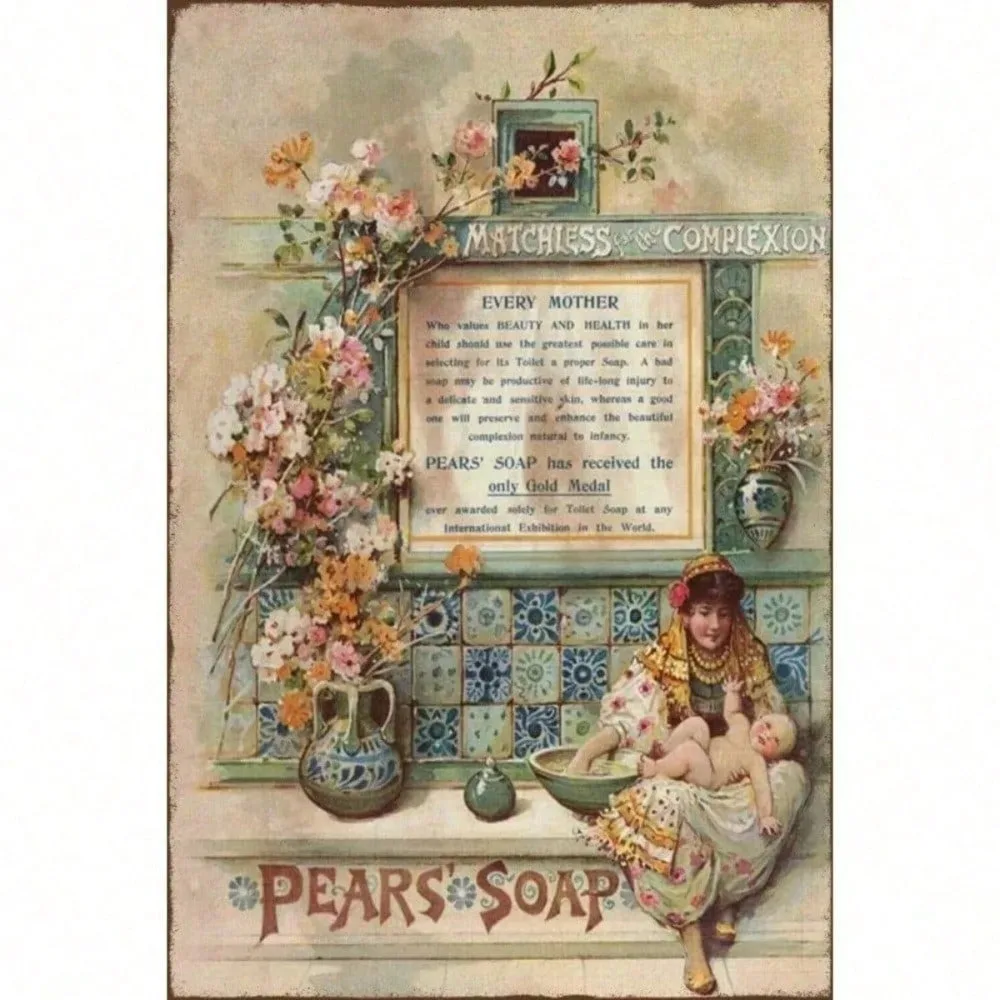 

Vintage Metal Wall Sign Mother And Baby Soap Retro Advert Home Decor Kitchen Bathroom Unique Gift