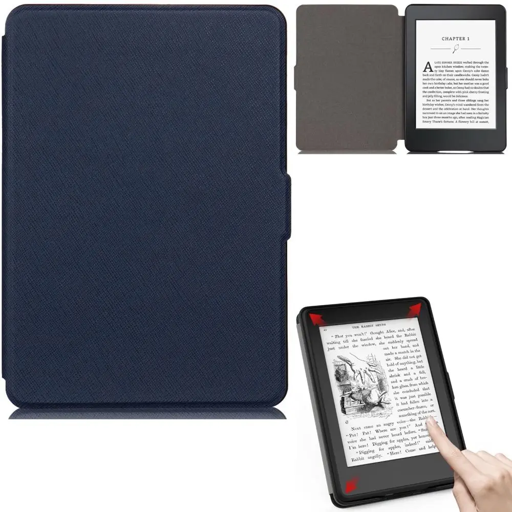 Auto Sleep/Wake E-Reader Case Shockproof Leather WP63GW Protective Case Wear-resistant Simple for Kindle 7th Generation 2014