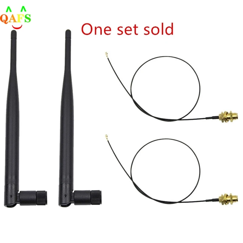 6dBi 2.4GHz 5GHz Dual Band WiFi RP-SMA Antenna + 1x 12cm U.fl IPEX Cable N8S5