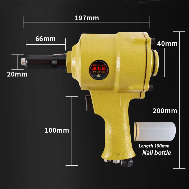 Profissional Pop Rivet Gun, Oficina de Ferramentas Mecânicas, Nailing Air Pistol, alumínio rebites plásticos, 2.4mm, 3.2mm, 4.0mm, 4.8mm Impacto