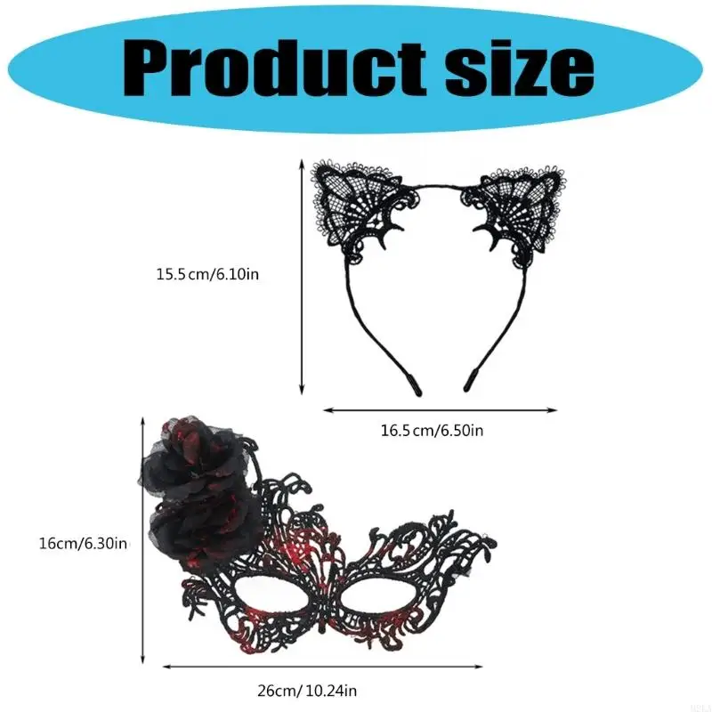 2025 New Practical Masquerade Face Mask with Interchangeable Cats Ear Hairband Halloween Hairpiece for Stage Performances - Image 6