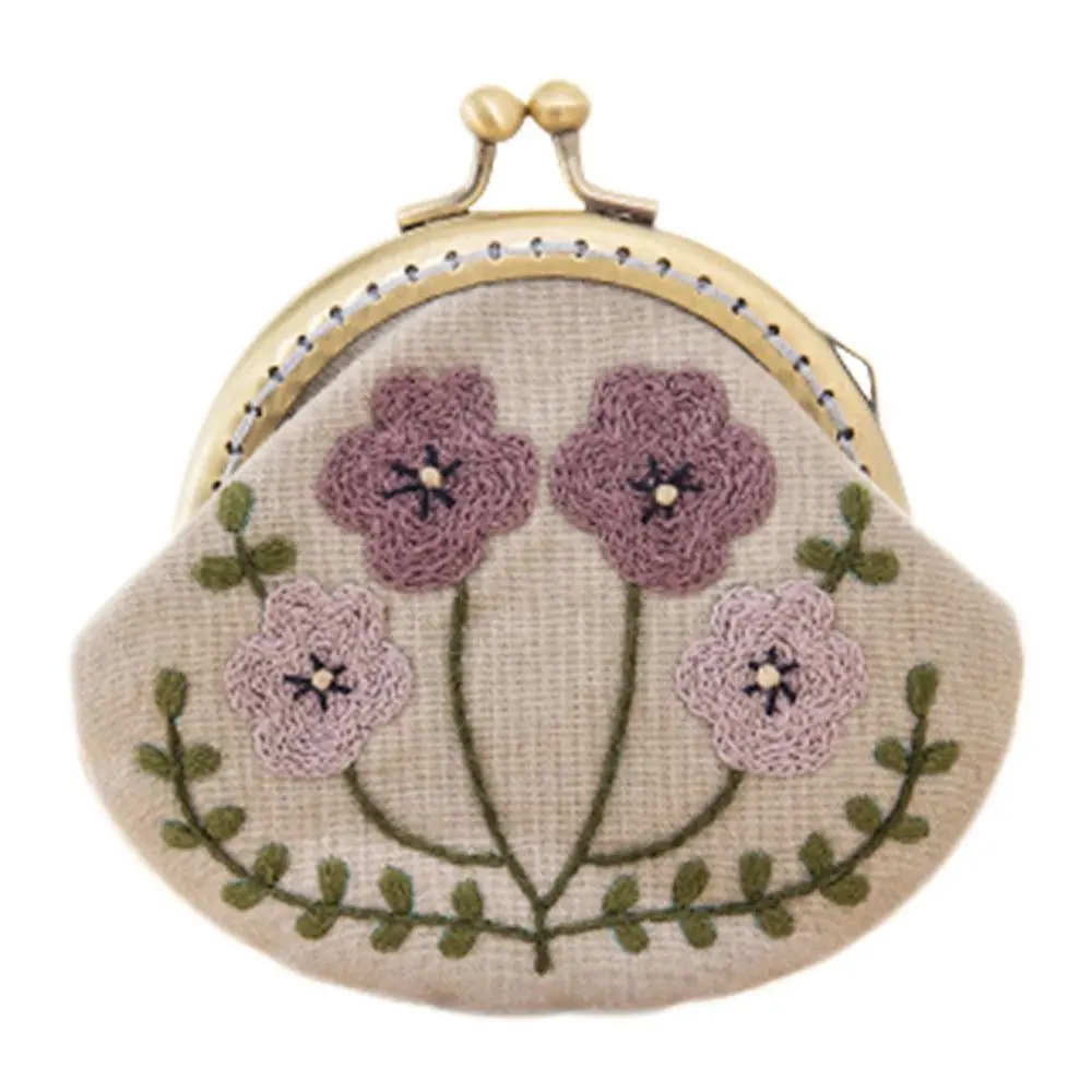 Handmade DIY Flowers Bird Embroidered Clutch Coin Purse Wallet Mobile Phone Bags Kit Embroidered for Wallet Crafts