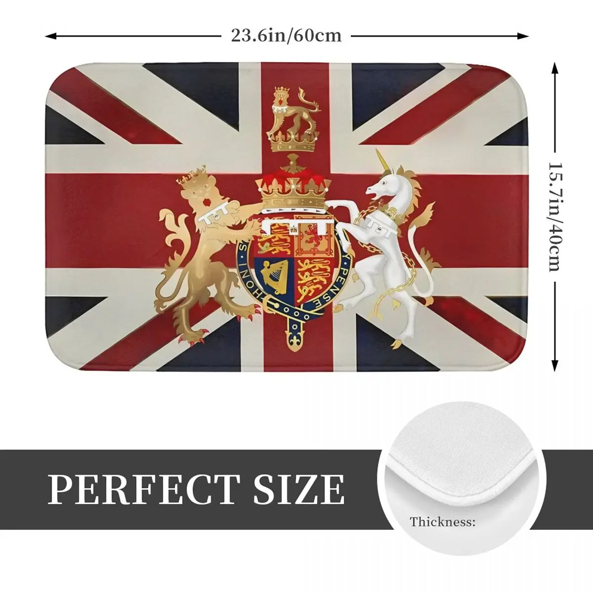 Union Jack With Windsor Insignia Bath Mat Flag Bathroom Carpet for Shower Home Entrance Anti Slip Foot Mat Anti-Slip Toilet Pad