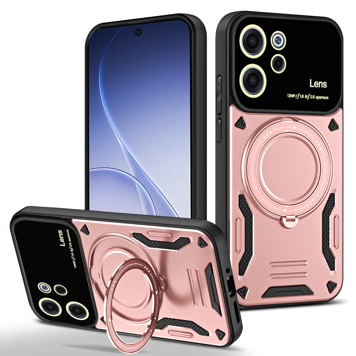 

For Tecno Spark 20 Pro 10 4G/20C 10C Go 2024 Pop 8 Degree Rotating Magnetic Bracket Armored Phone Case Magsafe Protective Cover