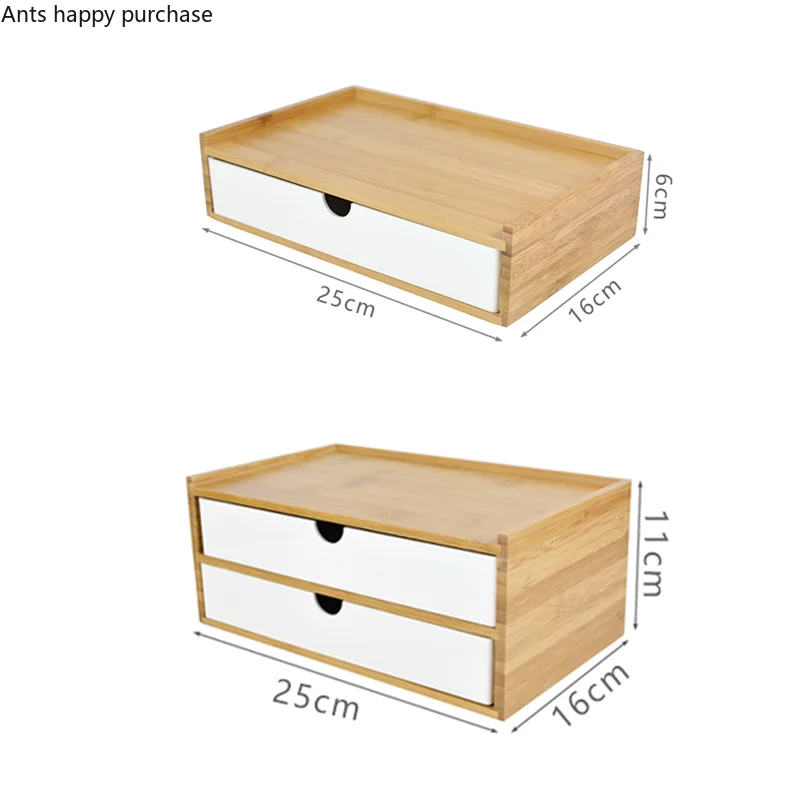 Bamboo Storage Box Plastic Drawer Organizer Bamboo Box Desktop Double Layer Organize Boxes Jewelry Organizer Office Organizers