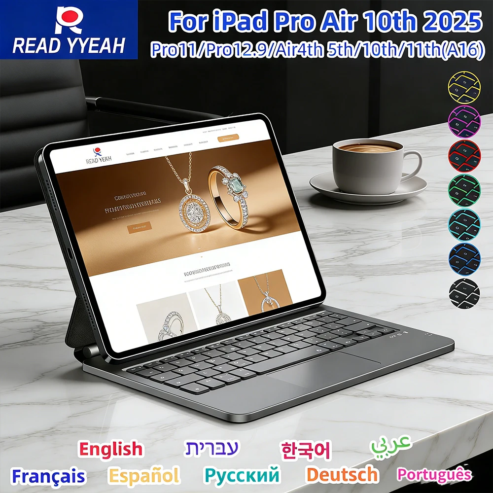 

Bluetooth-клавиатура Magic Keyboard для iPad Pro 13, Pro 11 2025 M5, iPad Air 2025, Smart Case для Air 6 11, iPad Pro 12.9, Air 4, 5 10.9
