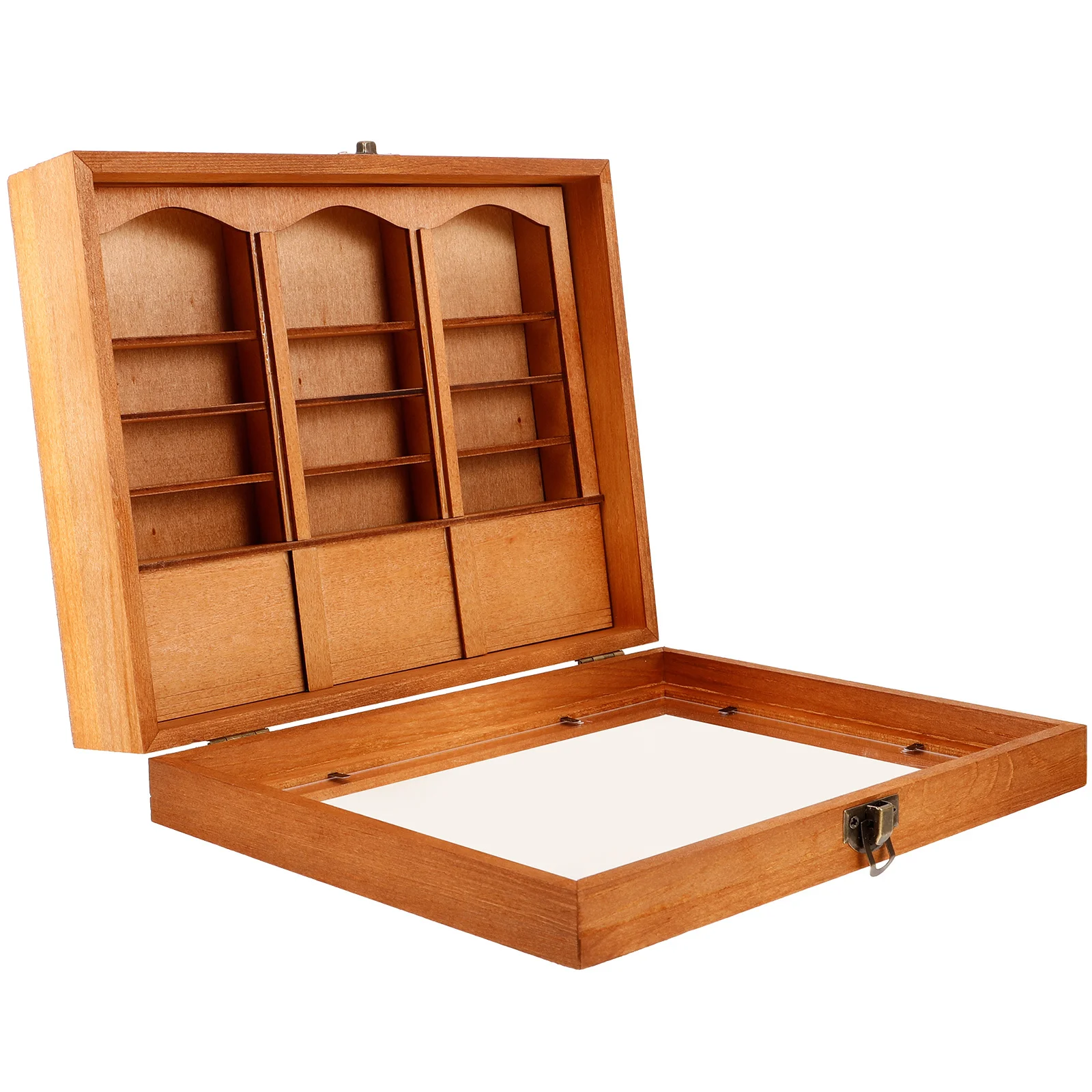 

Miniature Bookshelf Small Wooden Display Case Anxiety Wooden Bookshelf Dollhouse Miniature Furniture Kids Dollhouse Decor