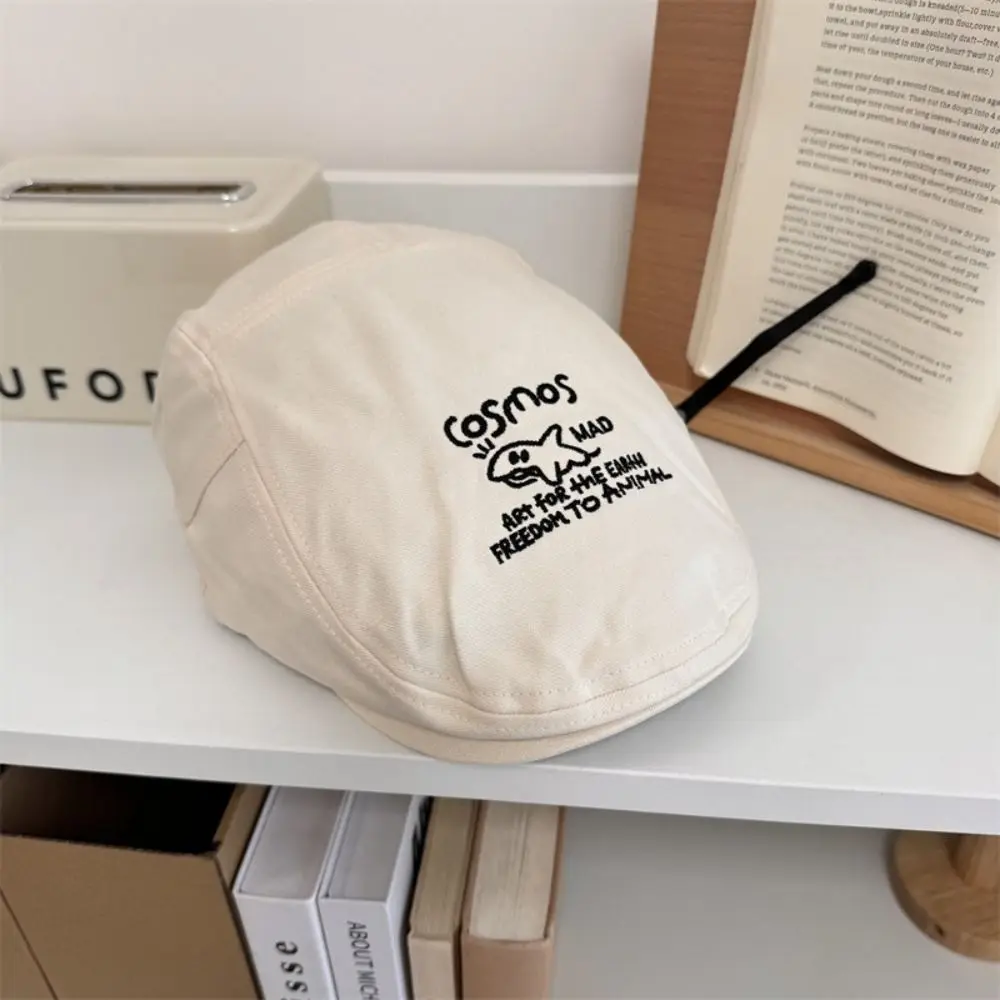 

Newsboy Cap Printed Letter Embroidery Beret Cartoon British Style Octagonal Hat Korean Style Casual Retro Painter Hat Ladies