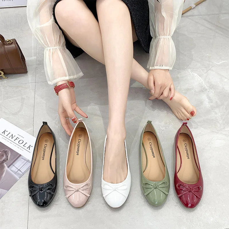 Flat Shoes Women Ballerinas Round Toe Bowtie Slip on Ballet Flats Lazy Loafers Moccasins Ladies Casual Flats Shoes 2023