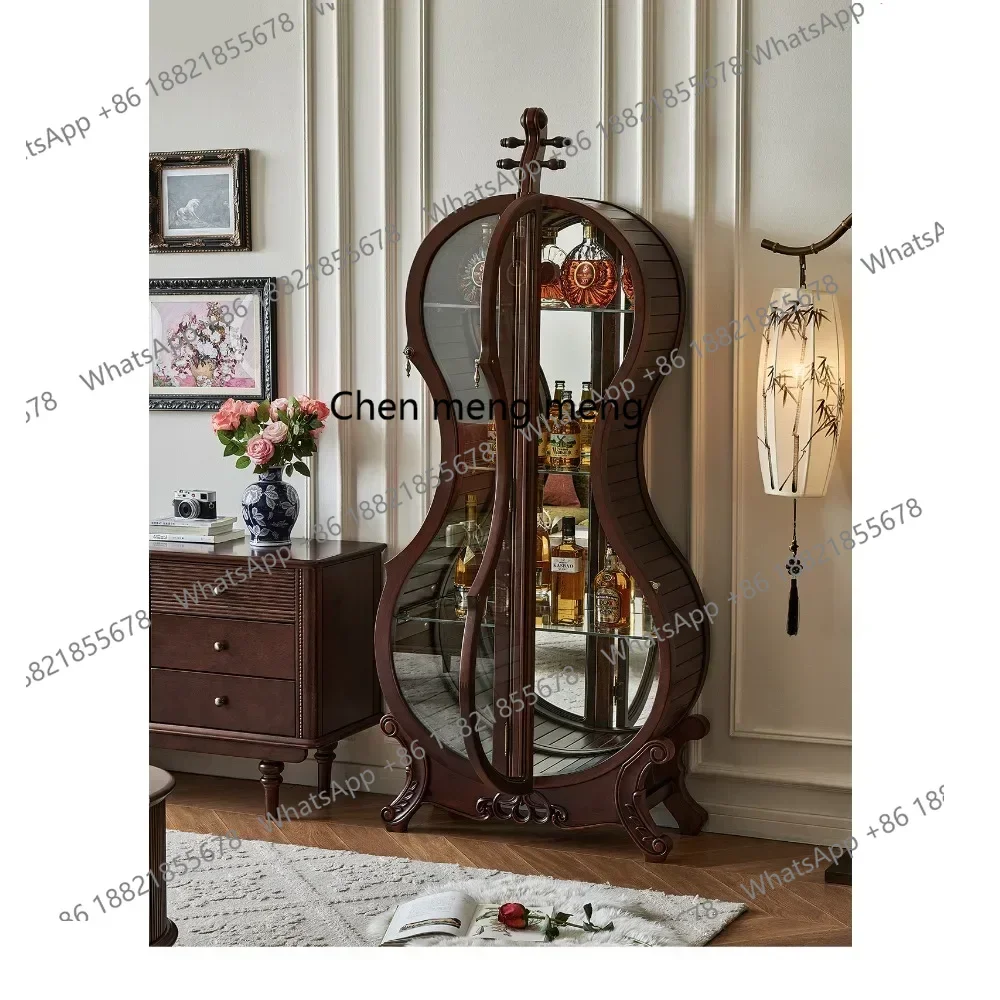 

New Arrivals American high-end solid wood glass cello wine cabinet high-end displayss 7304