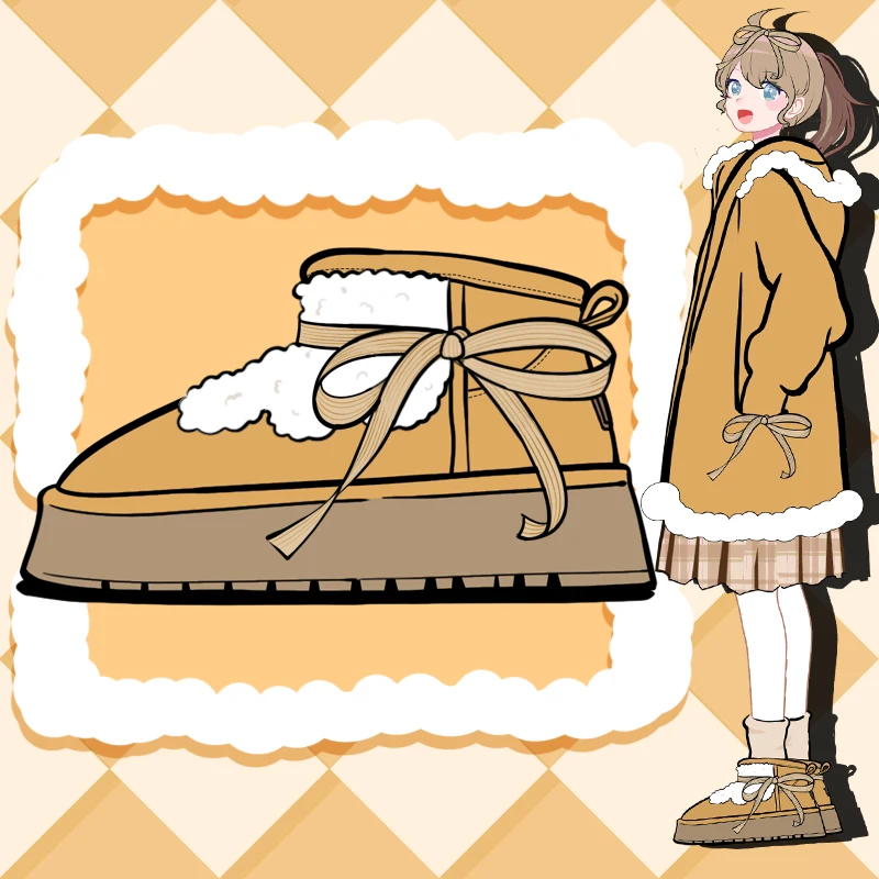 

Amy and Michael Adorable Girls Students Chunky Snow Boots 2025 Winter Women Keep Warm Plush Shoes Cotton Padded Ankle Booties