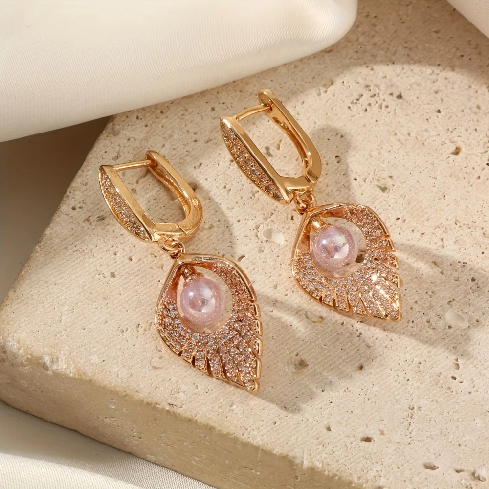 

Leaf Shape Dangle Earrings for Women Fashion 2025 New Fashion Zirconia Drop Earring Wedding Party Jewelry Accessories