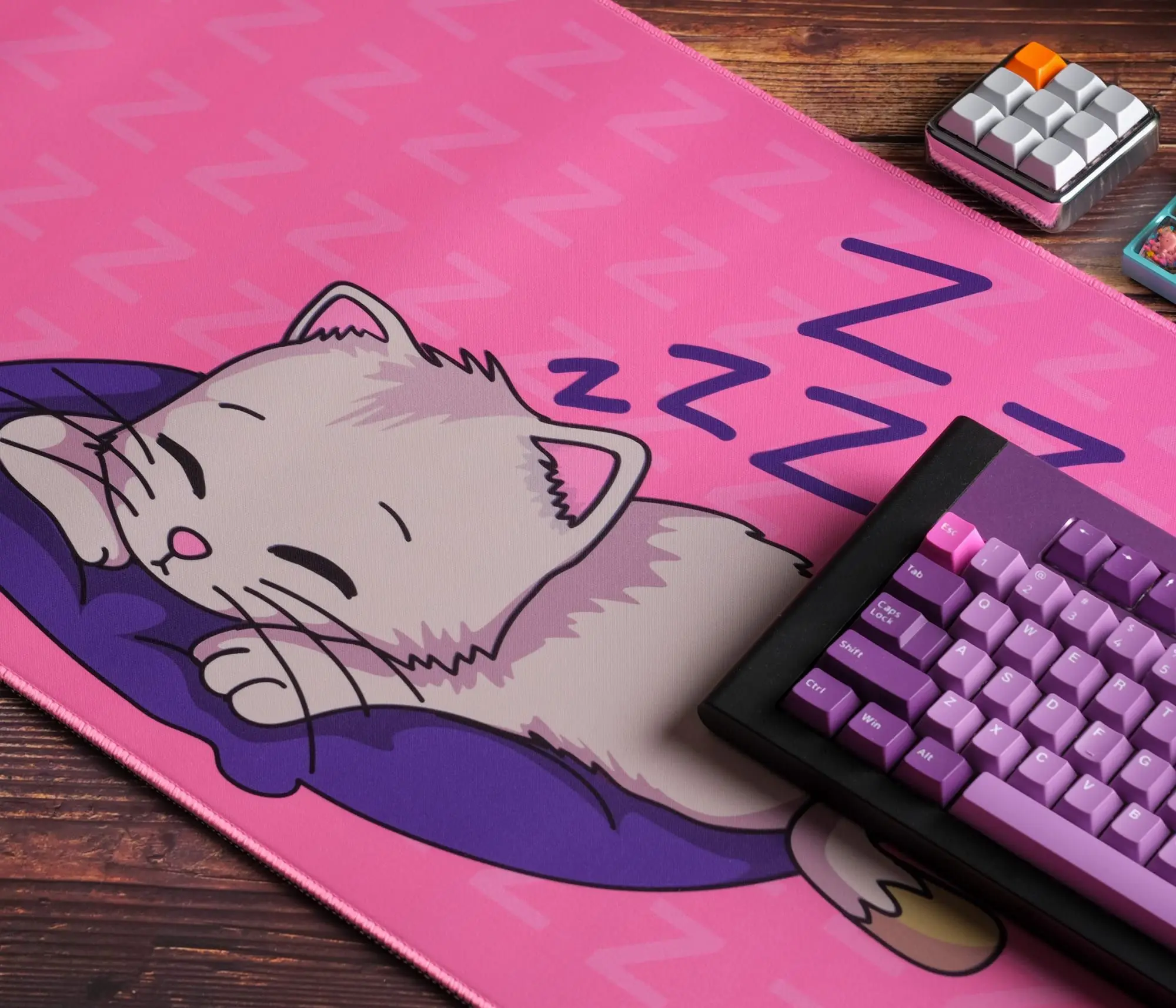 Kawaii Cute Sleeping Kitty Mousepad Xxl Non Slip Rubber Mouse Pad Durable Smooth Desk Mat for Gaming Office Home Keyboard Laptop