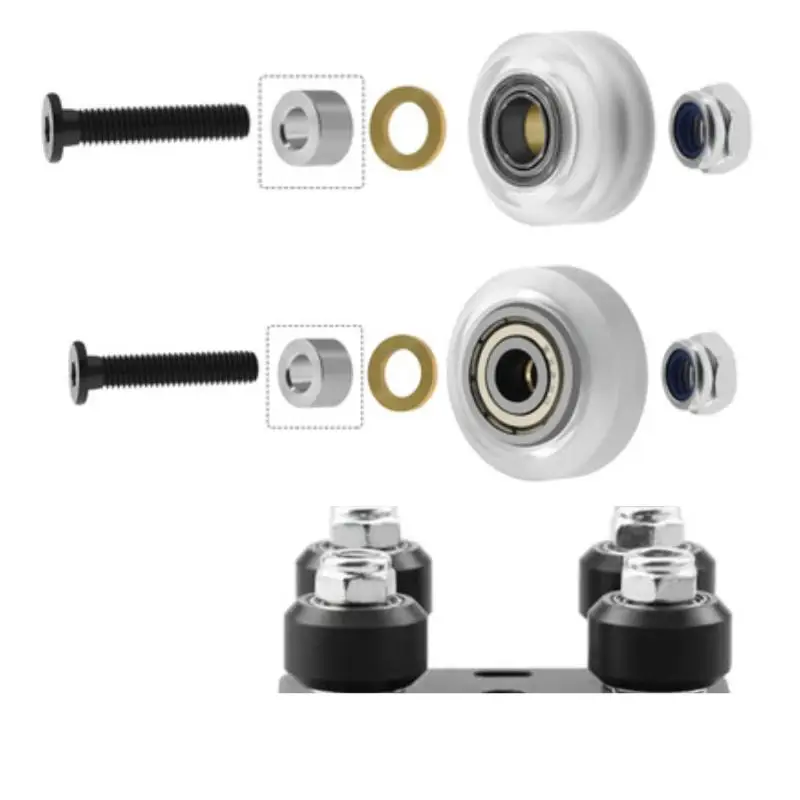 

1 комплект прочных однотонных колес с помпоном, пластиковое колесо, колесо POM, V-образный натяжной шкив для V-образной направляющей OX с ЧПУ для 3D-принтера с ЧПУ