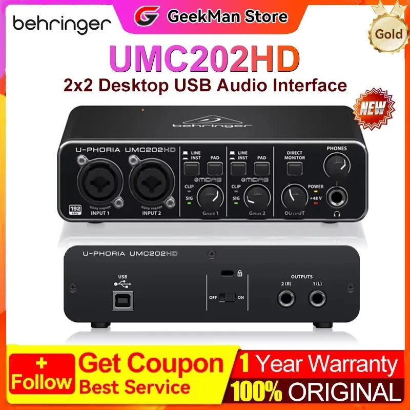 Behringer U-Phoria UMC202HD 2-Channel USB 2.0 Audio Interface