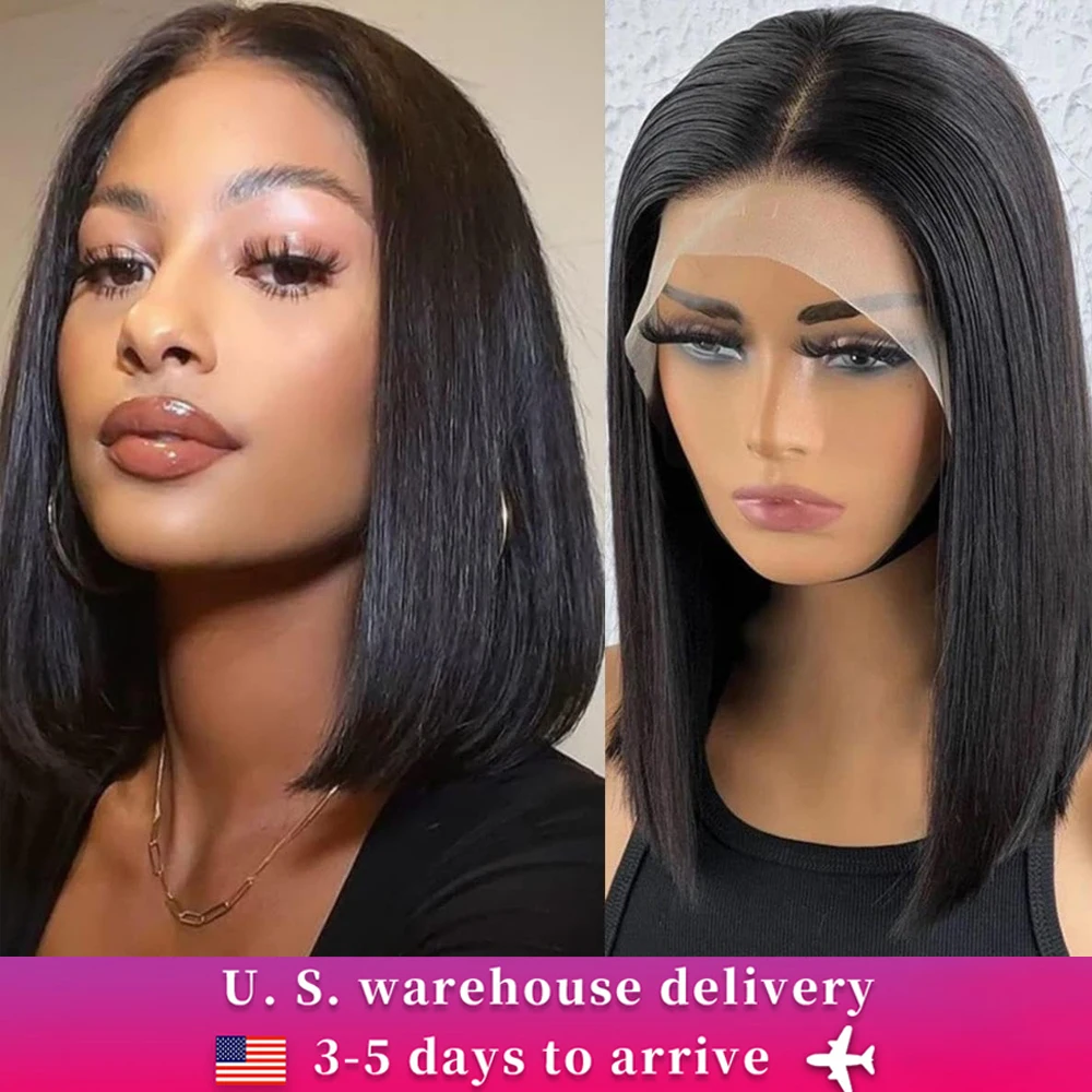 Bob Wig Human Hair Lace Front Wig For Black Women Short Bob Human Hair Wig 6x6 Transparent Lace Front Wig Bob Wig 180%Density