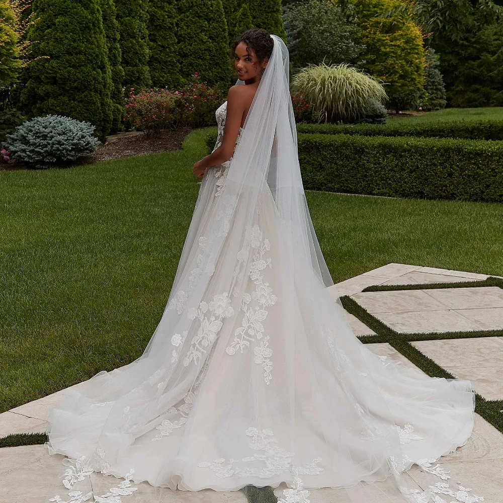 2024 맞춤형 보헤미안 A라인 웨딩드레스 퍼프 롱 슬리브 레이스 아플리케 비즈 장식 신부 드레스 베스티도 데 YAW89