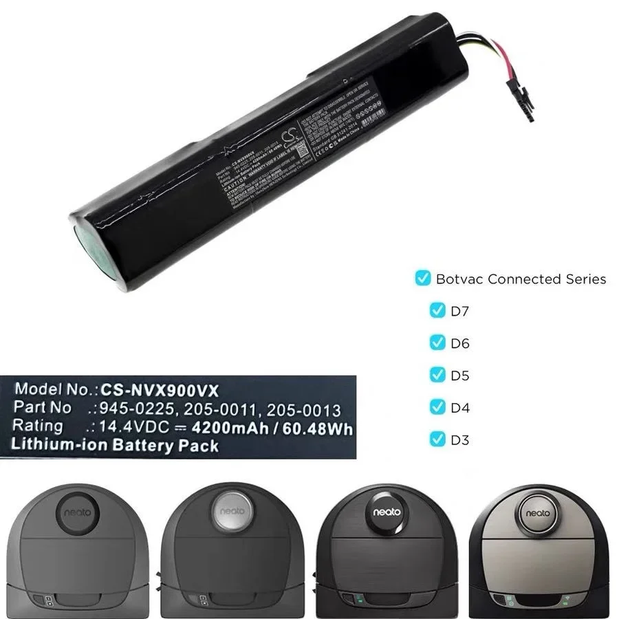 Varrendo Bateria De Lítio Robô, 14.4V, 6800mAh, Adequado para Lito Neato D8 D9 D10