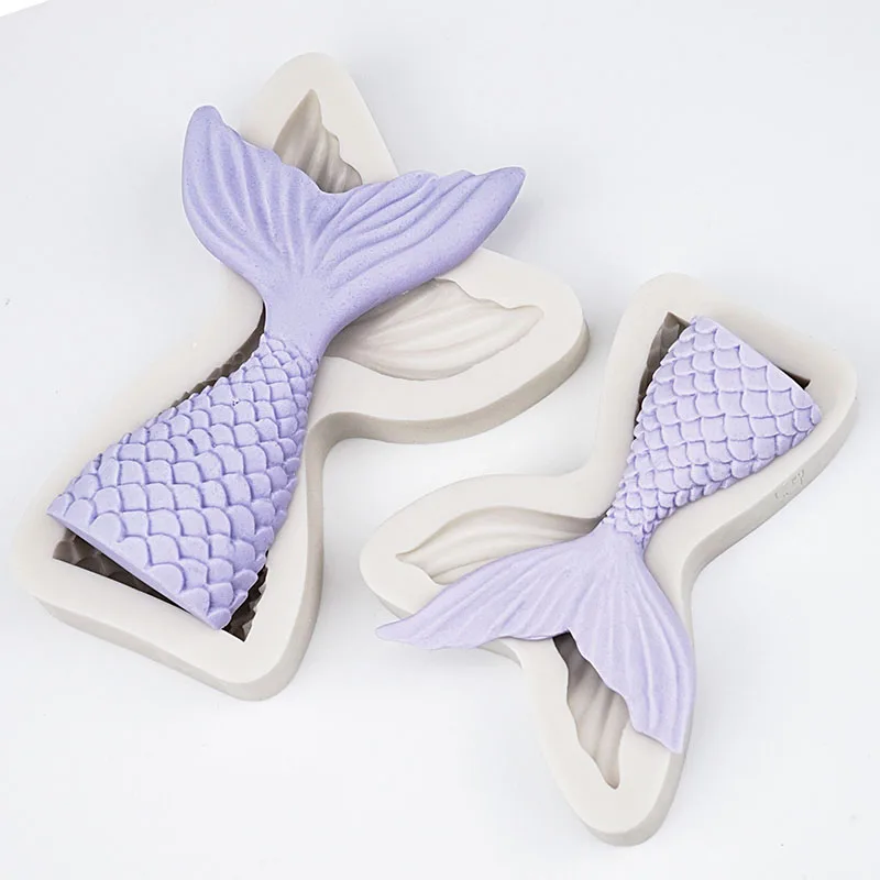 Silicone Fondant Cake Decoration Mold Fishtail Mermaid Tail Handmade Soap Mould Design Clay Resin Chocolate Gumpaste Moulds