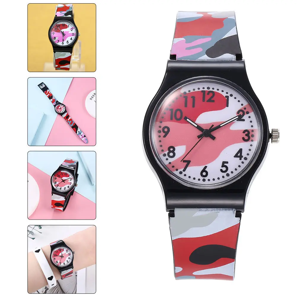 1Pcs Camouflage Watch Premium Plastic Stainless Steel Waterproof Quartz Watch Accurate Timekeeping Outdoor Use