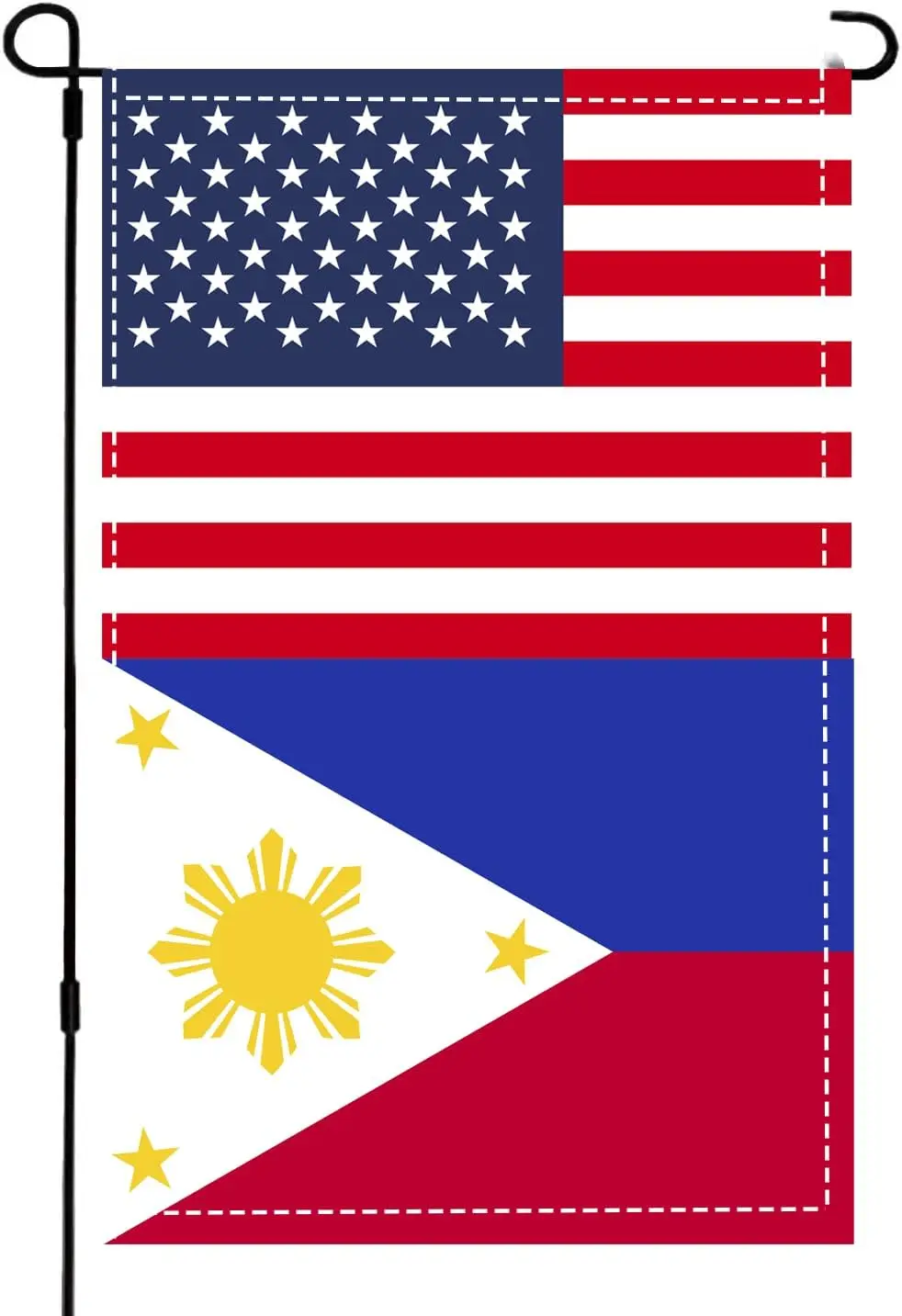 Filipino American Garden Flag 28 x 40 inch Large, Fade Proof Double Sided 3Ply Heavy Duty Polyester US Philippines Friendshi uui