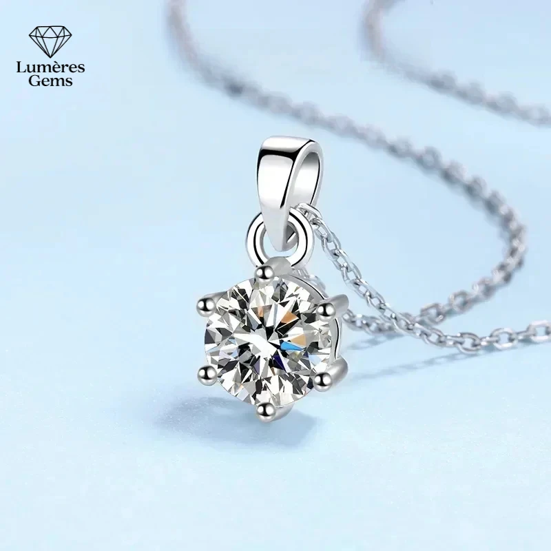 

Original PT950 Platinum Long Chain Jewelry GRA 0.5/1/2/3/5 Carat Moissanite Six Pronged Diamond Wedding Pendant Necklace Women