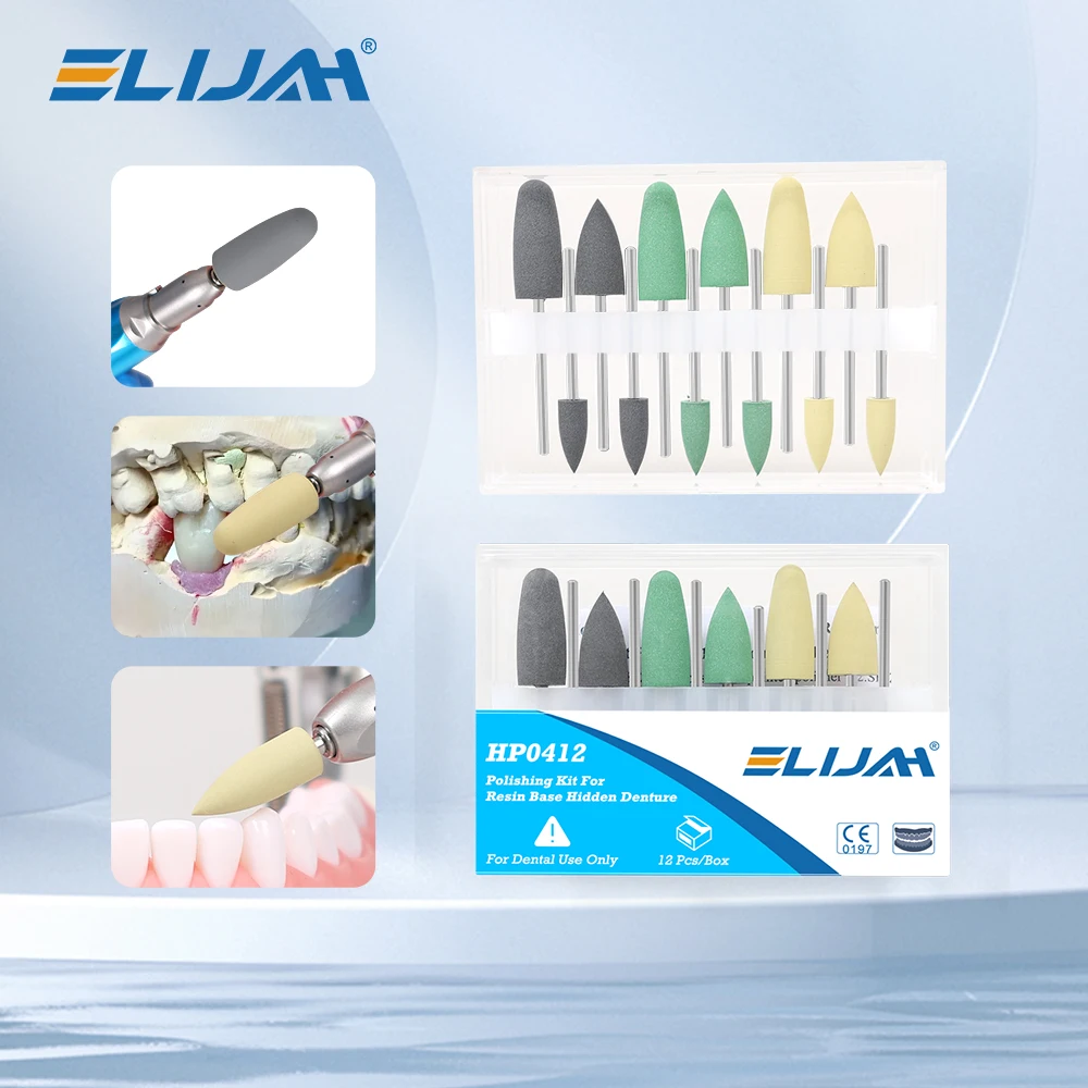 

ELIJAH 12 шт./компл. HP0412 набор для полировки стоматологического композитного материала для низкоскоростного углового наконечника керамические полировальные машины для силиконовой резины